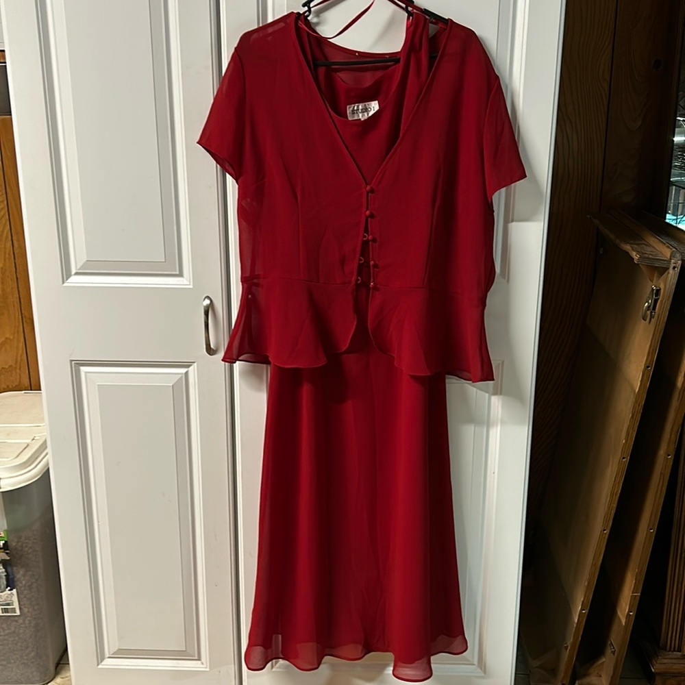 Studio I Ladies, red dress, after five for dress 18 short sleeve with jacket new